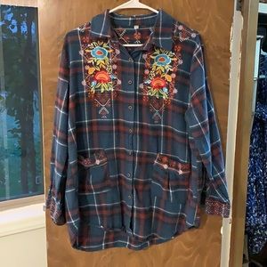 Oversized Embroidered flannel